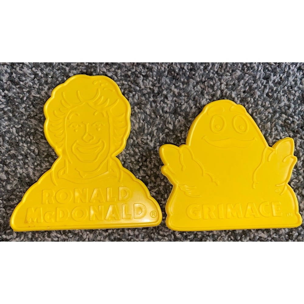 1980 McDonald's Yellow Plastic Cookie Cutter Ronald McDonald and Grimace
